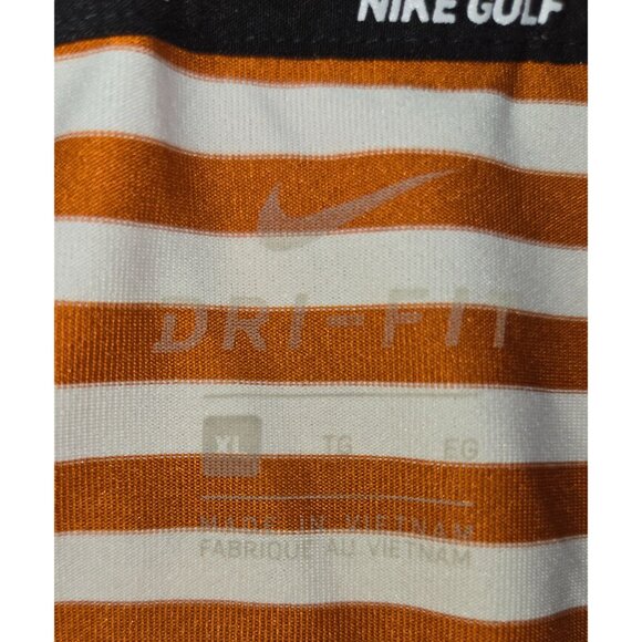 Nike Dri-Fit Mens Orange Striped Golf Polo Shirt XL - Picture 5 of 7
